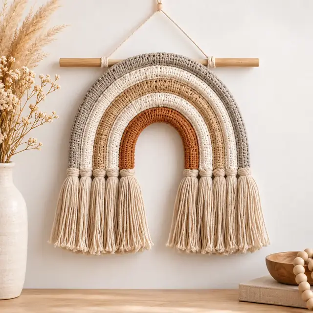 Peça de crochê: Arco íris de parede